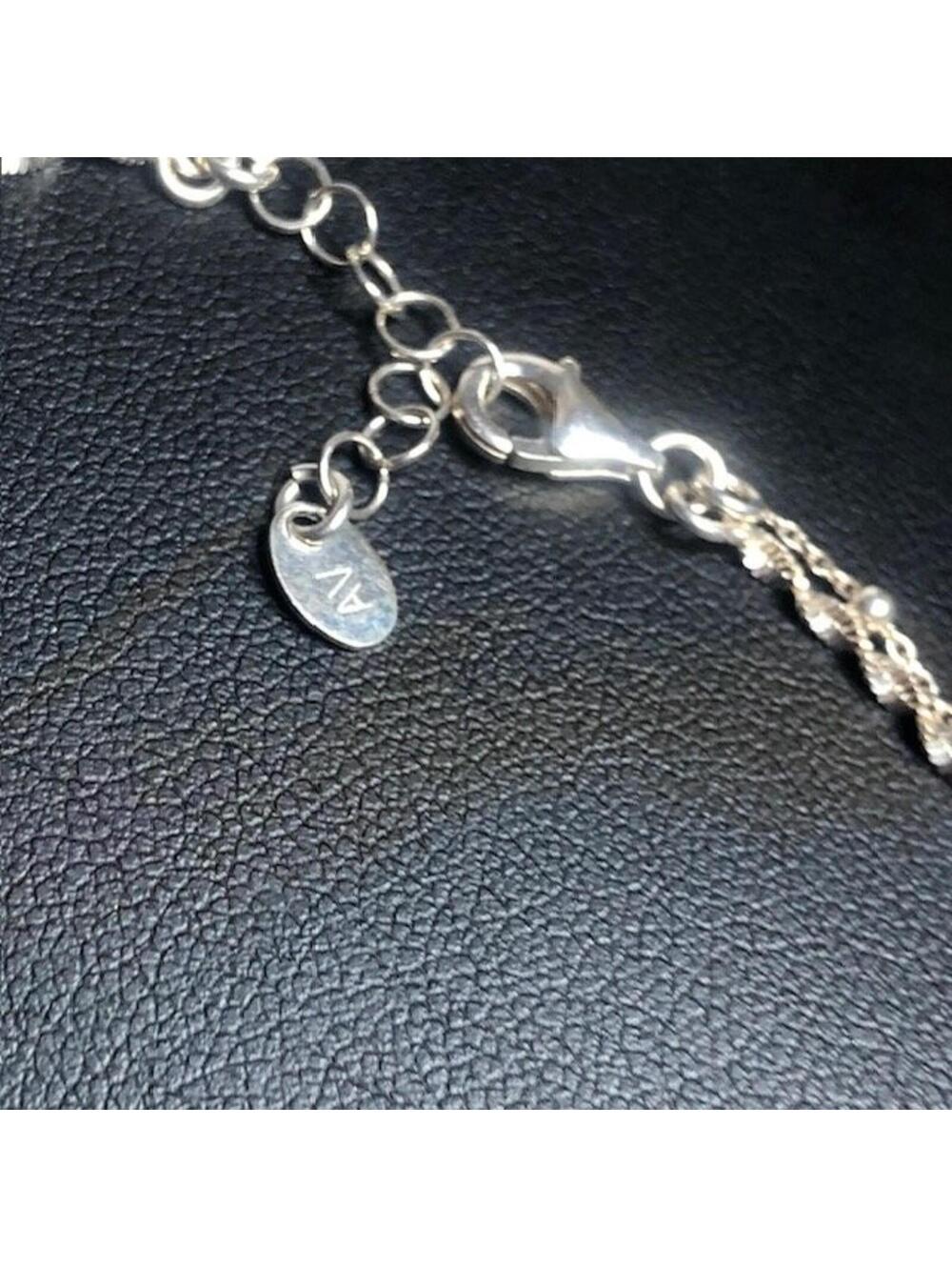 B1430 AV Double Strand anklet ankle Bracelet 925 Sterling Silver 9-10" 2.8g - Picture 3 of 4